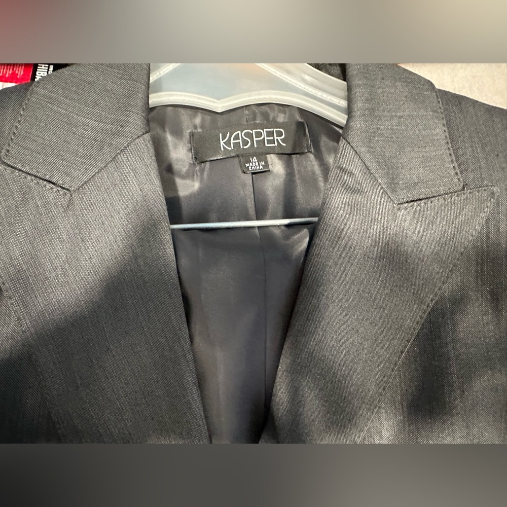 Solid Lined Charcoal, Gray One Button Jacket, Pan… - image 4